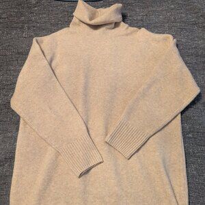 Uniqlo Cowl neck tan sweater dress